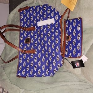 Baltimore Ravens Dooney & Bourke zip top shopper and wristlet set.